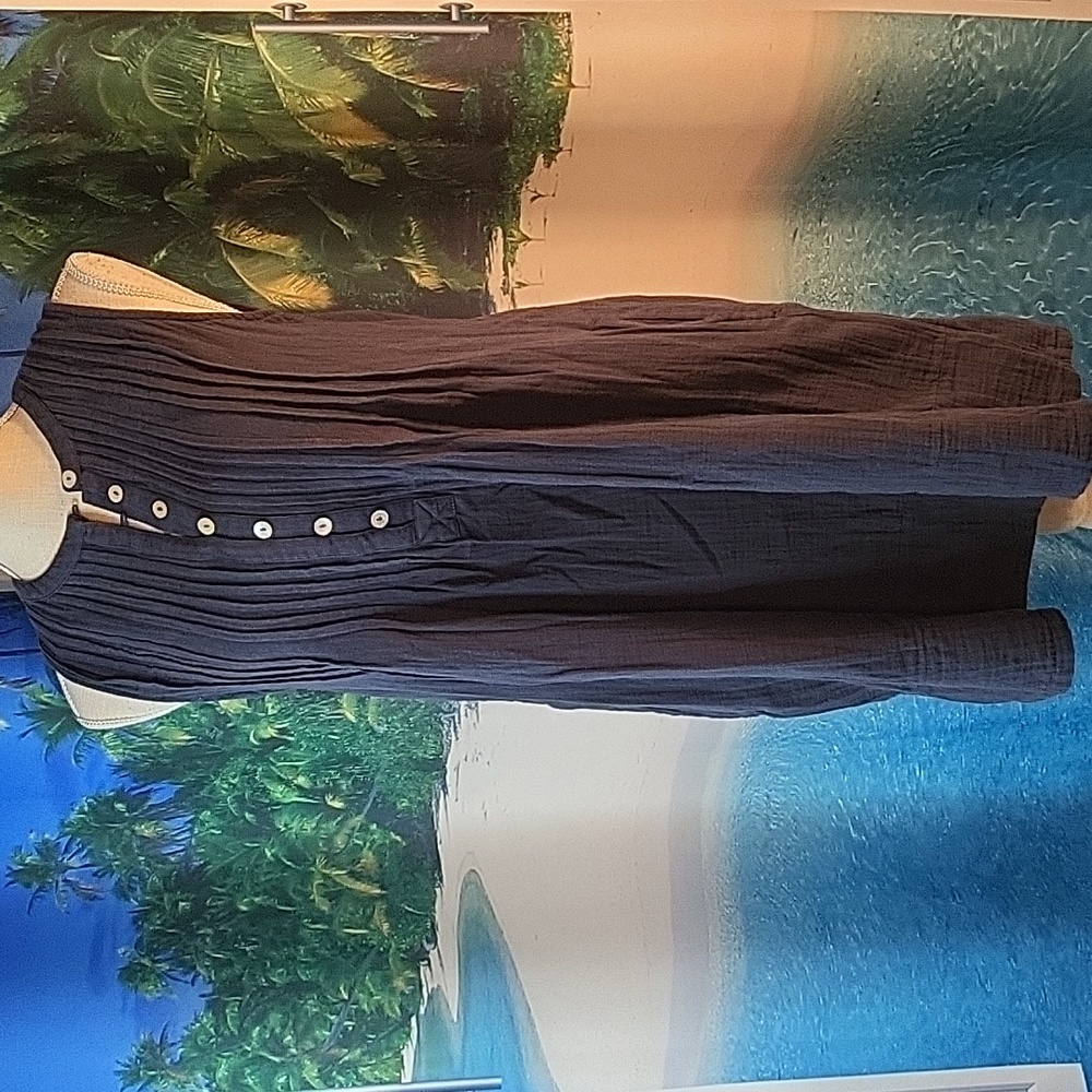 Quince Gauze Cotton Indigo Blue Swing Dress size Small